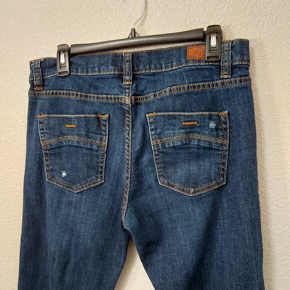 RSQ New York Slim Straight Dark Wash Distressed Denim Jeans Grunge Indie Preppy - Picture 3 of 8